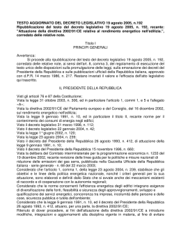 D.Lgs 192/05 - sportello provinciale energie rinnovabili e risparmio