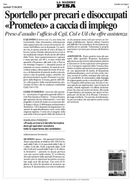 Sportello per precari e disoccupati. Prometeo   a caccia di impiego
