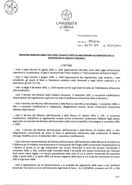 DR Indizione sessioni 2016 esame abilitazione Medico chirurgo