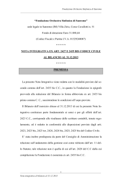 &ldquo;Fondazione Orchestra Sinfonica di Sanremo&rdquo; sede legale in