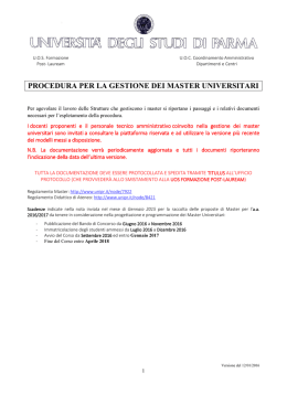 PROCEDURA PER LA GESTIONE DEI MASTER UNIVERSITARI