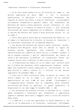 Decreto Semplificazioni in materia di lavoro, dimissioni e risoluzione