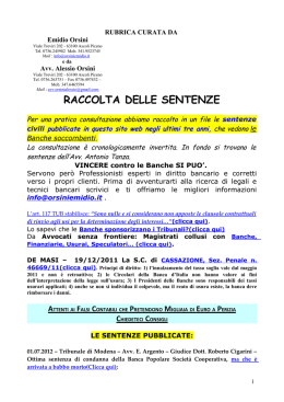 Le Sentenze di Condanna delle Banche