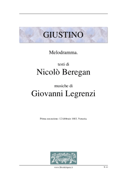 GIUSTINO Nicolò Beregan Giovanni Legrenzi