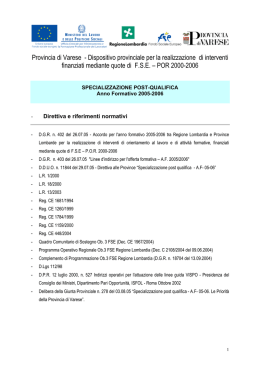 Dispositivo provinciale - la formazione professionale in provincia di