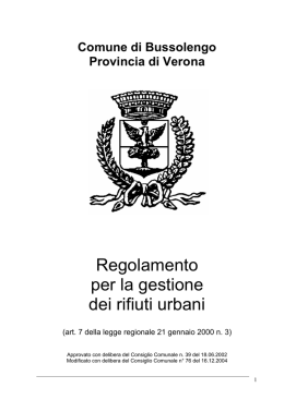 Regolamento per la gestione dei rifiuti urbani