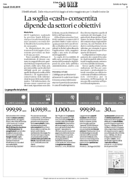 La soglia &laquo;cash&raquo; consentita dipende da settori e obiettivi