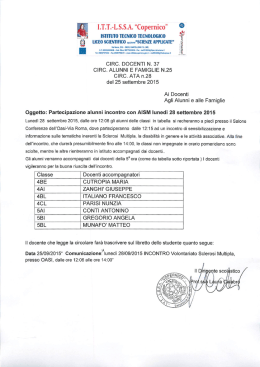 Partecipazione alunni incontro con AISM lunedì 28 settembre 2015