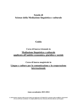 Scuola di Scienze della Mediazione linguistica e culturale Guida