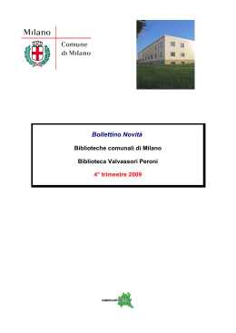 Bollettino Novità - Biblioteche Regione Lombardia