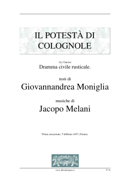 Il potestà di Colognole - Libretti d`opera italiani