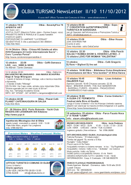 Newsletter Ufficio Turismo Olbia n. II/10 del 11/10/2012