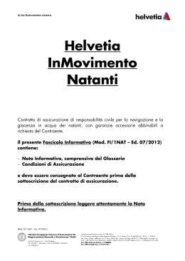 Fascicolo Informativo Helvetia InMovimento Natanti edizione 07/2012