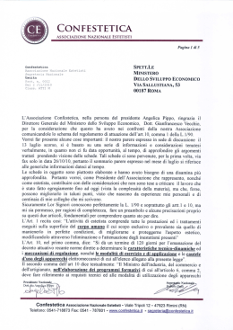 lettera del 2010, da confestetica al ministero dello sviluppo economico