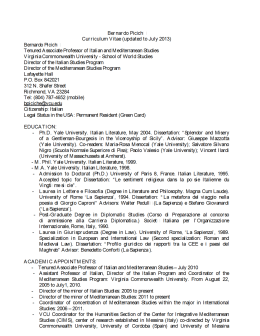Curriculum Vitae - School of World Studies