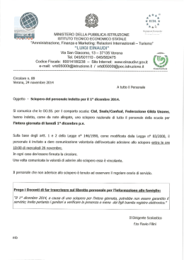 Sciopero 1-12-2014 e note di proclamazione