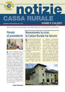 Parola di presidente Nonostante la crisi, la Cassa Rurale ha tenuto