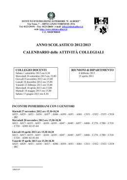 ANNO SCOLASTICO 2012/2013 CALENDARIO