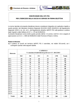 Distretto CAPRIOLO N. massimo di individui da prelevare S.V. 2012