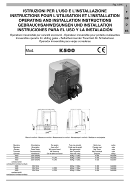 istruzioni per l`uso e l`installazione instructions pour l`utilisation