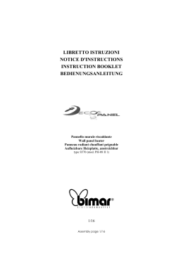 Scarica il Manuale del Pannello Riscaldante decorabile Bimar S570