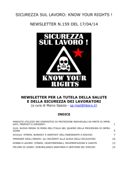 sicurezza sul lavoro: know your rights ! newsletter n