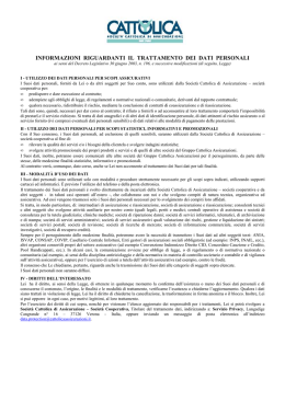 informazioni riguardanti il trattamento dei dati personali