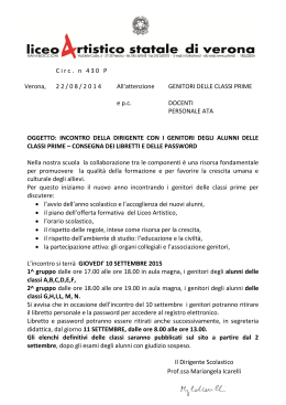 Circ. n 430 P Verona, 2 2 / 0 8 / 2 0 1 4 All`attenzione e pc GENITORI