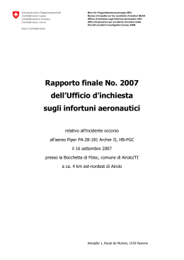 Rapporto finale No. 2007 dell`Ufficio d`inchiesta sugli