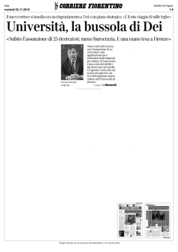 Universit&agrave;, la bussola di Dei