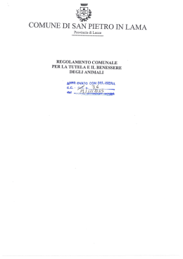 regolamento comunale per la tutela e il benessere degli animali