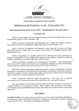 Deliberazione del Presidente n. 8 del 18 Nevembre 2011