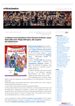 Le Edizioni Curci presentano il Don Giovanni di Mozart, nuovo titolo