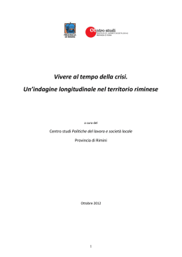 Vivere al tempo della crisi. Un`indagine longitudinale nel territorio