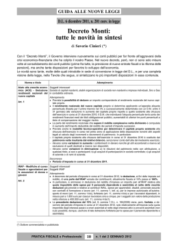 Decreto Monti: tutte le novita` in sintesi