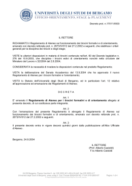 Decreto prot. n.17011/I/003 IL RETTORE RICHIAMATO il