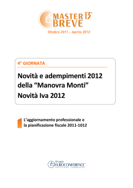 Novità e adempimenti 2012 della “Manovra Monti