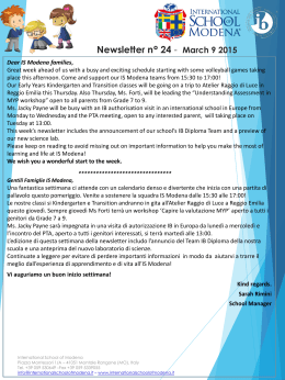 Newsletter n° 24 - March 9 2015 - International School of Modena