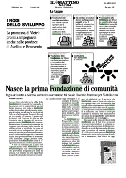 A Salerno nasce la prima Fondazione di Comunità