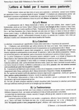 Il parroco scrive ai fedeli per il nuovo anno pastorale 2008/09