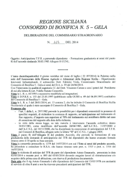 Formazione graduatoria ai sensi del punto 8) dell`accordo