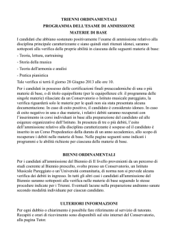 Trienni e Bienni - materie di base - Conservatorio di Musica Arrigo