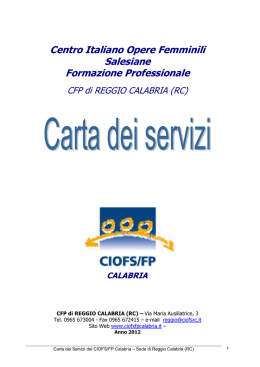 Carta dei servizi Ciofs/FP Reggio Calabria 2012