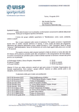 Attività istituzionali dell`anno sportivo 2015/2016