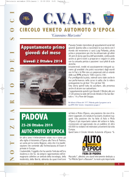 Notiziario Settembre 2014 - Circolo Veneto Automoto d`Epoca