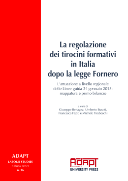 La regolazione dei tirocini formativi in Italia dopo la legge Fornero. L