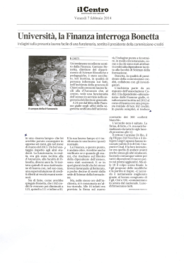 Umversﬂa, la Finanza interroga Bonetta