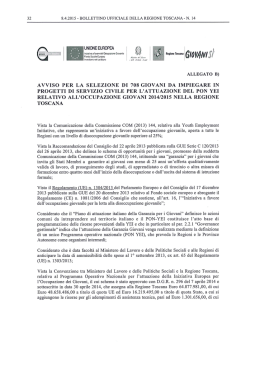 Avviso per la selezione di giovani da impiegare in progetti di