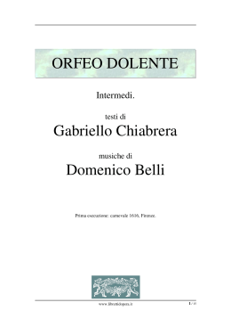 Orfeo dolente - Libretti d`opera italiani