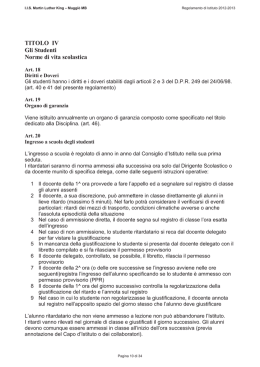 TITOLO IV Gli Studenti Norme di vita scolastica